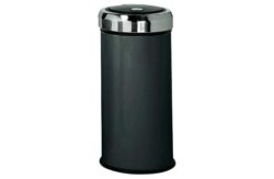HOME 30 Litre Matt Black Press Top Bin - Black.